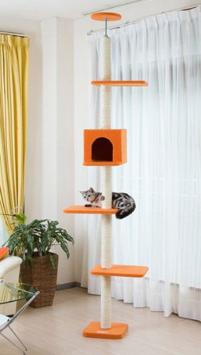 キャットタワー スリムオレンジ ペッツデポ オリジナルねこタワー Lサイズ