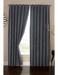 Home: Absolute Zero Velvet Blackout Home Theater Curtain Panel, 95-Inch, Stone Blue - Ellery Homestyles