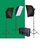 ePhoto 2000 Watt Fluorescent Photography Digital Video Lighting Kit 10 x 12 ft ChromaKey Chroma Key Green Screen Continuous Studio Video Light Lighting by ePhotoInc VL9026S3+10x12G