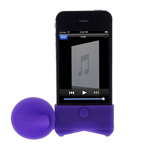 Wireless Rubber Horn Stand Speaker Dock for Apple iPhone 4G 4 4S Purple
