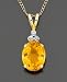 14k Gold Citrine & Diamond Accent Pendant