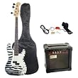 AB 43" Electric Bass Guitar with 10 Watt Amp Combo - Zebra Stripes