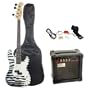 AB 43" Electric Bass Guitar with 10 Watt Amp Combo - Zebra Stripes