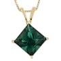 14k Yellow Gold 6mm Princess-Cut Created Emerald 4-Prong Pendant, 18"