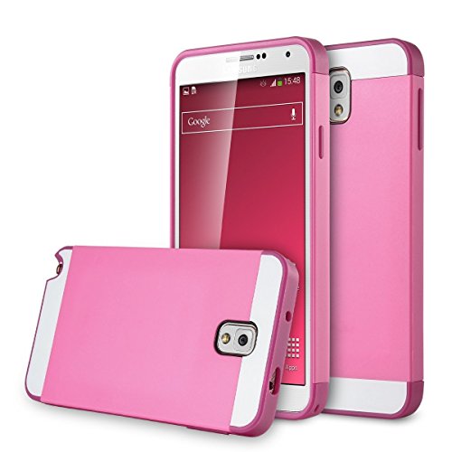 Note 3 Case, Galaxy Note 3 Case - ULAK Hybrid Slim Hard Back Case Cover Rubber Bumper 2in1 Daul Layer w/ Card Storage for Samsung Galaxy Note 3 III N9000 (Hot Pink/Hot Pink)