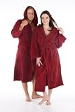 Produkt-Bild: Bademantel / Saunamantel mit Kapuze aus Microfaser Coralfleece f&uuml;r Damen & Herren, Florida L Chili