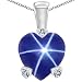 CandyGem 10k Gold Lab Created Heart Shape Star Sapphire and Diamond Pendant(M...