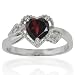 14k White Gold Heart Garnet and Diamond Ring (.02 cttw, I-J Color, I1 Clarity)