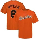 Cal Ripken Baltimore Orioles Cooperstown Name and Number T-Shirt,Orange (Large)