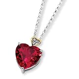 Sterling Silver & 14k Gold Crimson Red Topaz and Diamond Necklace