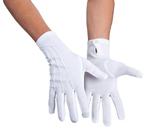 Handschuhe Herren, weiß mit Biesen, Baumwolle