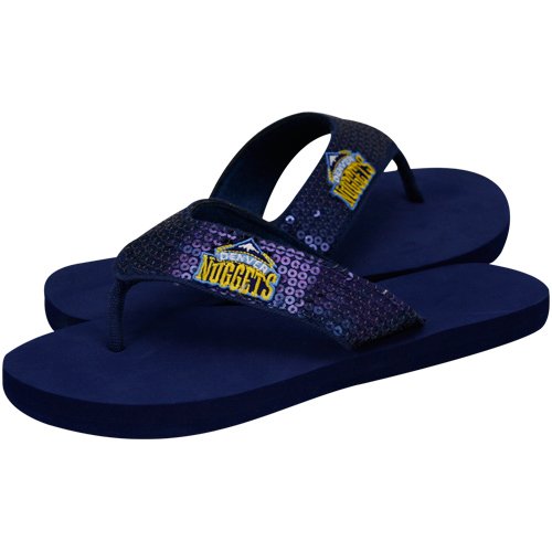 NBA Denver Nuggets Ladies Navy Blue Sequin Strap Flip Flops (9/10)
