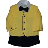 Boy Eton Suit - Yellow Jacket with Navy Shorts (6/9M, 9/12M, 4T)