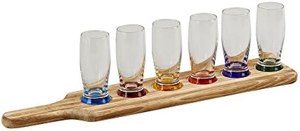 Beer Tasting Sampling Tray. Set comes with Paddle and 6 Beer Tasting Glasses.