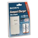 Sony BCG-34HTD2K Compact Battery Charger w/2 AA Cycle Energy Ni-MH Rechargeable Batteries