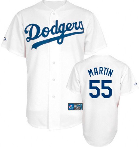 Russell Martin Jersey: Adult 2009 Majestic Home White Replica #55 Los Angeles Dodgers Jersey