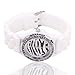 HDE Women's Fashionable Zebra Pattern Face and Rhinestone Encrusted Border with White Jelly Silicone Rubber Wrist Band