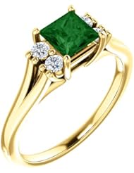10K Yellow Gold 5.00x5.00mm Princess Cut Chrome Tourmaline and Diamond Ring -- LIFETIME WARRANTY