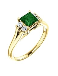 14K Yellow Gold 5.00x5.00mm Princess Cut Chrome Tourmaline and Diamond Ring -- LIFETIME WARRANTY