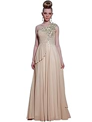 A-line Chiffon Floral Print Tiered Beaded One Shoulder Evening Dress/Prom Dress 