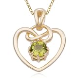 18k Gold Plated Sterling Silver Peridot Heart Pendant, 18