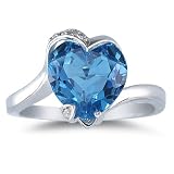 Blue Topaz Heart Ring, 14K White Gold