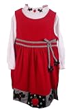 Rare Editions Toddler Girls/Girls New 2 Pc. Red Polka Dot Corduroy Embroidered Scottie Jumper Dress
