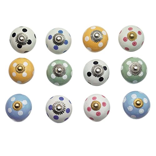 Touch 0700538060209 10 Small Ceramic Door Knobs Polka Dot