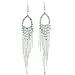 Long Dangle Silver-Look Chain and Rhinestone Chandelier Fashion Earrings, 4 Inches Long