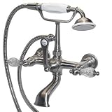 American Bath Factory F1-1133-SN-F9-9300-KL-SN F1-1133 Wall Mount Bathtub Faucet, Krystal Lever Hand
