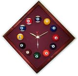 12in Diamond Billiard Clock Cherry & Wine Mali Felt