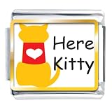 Here Kitty Heart Animal Photo Valentine Italian Charms Bracelet Link
