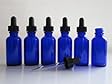 1oz Cobalt Blue Glass Bottles with Glass Eye Dropper - Pack of 6