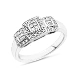 0.25 Carat Diamond Sterling Silver Engagement Ring - Size 7