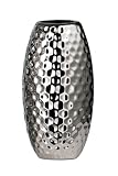√√  Premier Housewares 20 x 10 cm Vase Barrel Shape Hammered Effect Ceramic, Silver