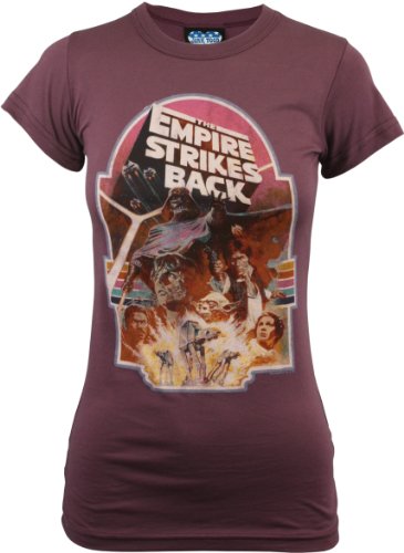 Junk Food Juniors Star Wars Empire Strikes Back Solid Short Sleeve Crew T-Shirt, Eggplant, Small