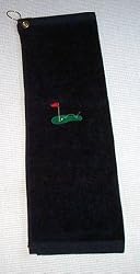 Golf Towel with Pocket Black