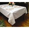 Rivierra Embroidered Design Tablecloth White 70" by 120" Oblong / Rectangle