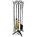 WoodEze FTKB05685TA 5 Piece Black Wrought Iron Fireplace Tool Set with Twist Design