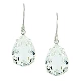 Silver Tone Clear Crystal Large Teardrop Earrings