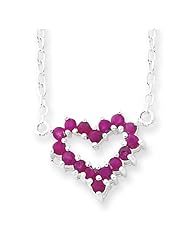 Sterling Silver Genuine Stone Heart on 16in Chain Necklace.