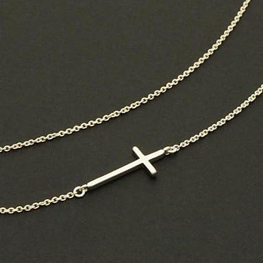 Sideways Cross Necklace - Sterling Silver Cross Necklace - Celebrity Inspired Necklace