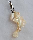 ムツゴロウのストラップ (夜光貝&天然珊瑚) 黒紐