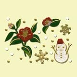 ほつま高蒔絵シール 椿と雪だるま