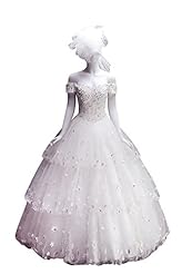 Tulle Off the Shoulder Sweetheart  Lace-Up Beaded Tiered  Ball Gown  Dress with a Brush/Sweep Train 