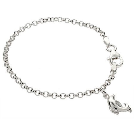 Sterling Silver Kids Dolphin Charm Bracelet