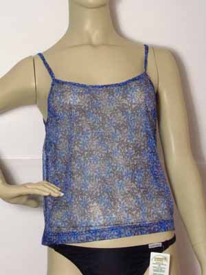SOLAR Strand-Top blaue Blüten durchsichtig, Functional-Fashion Gr. 38 NEU