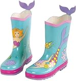 Produkt-Bild: 3-D Gummistiefel Naturkautschuk Kinder Nixe Meer Wassernixe Wasser Prinzessin M&auml;dchen Fisch turkis blau Regenset Regenstiefel Kindergummistiefel Wetterstiefel Natur 100% Baumwolle Futter gef&uuml;ttert natur sehr leicht und biegbar