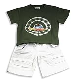 Mishmish - Infant Boys Short Sleeve Short Set, Olive, White