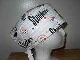 Mens Scrub Cap, Surgical Hat, Pittsburgh Steelers White